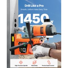 Taladro magnético portátil de 1450 W, 12 500 N, 800 RPM