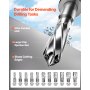 Taladro magnético VEVOR que demuestra perforación horizontal, invertida y vertical con una fuerza magnética de 12500n.