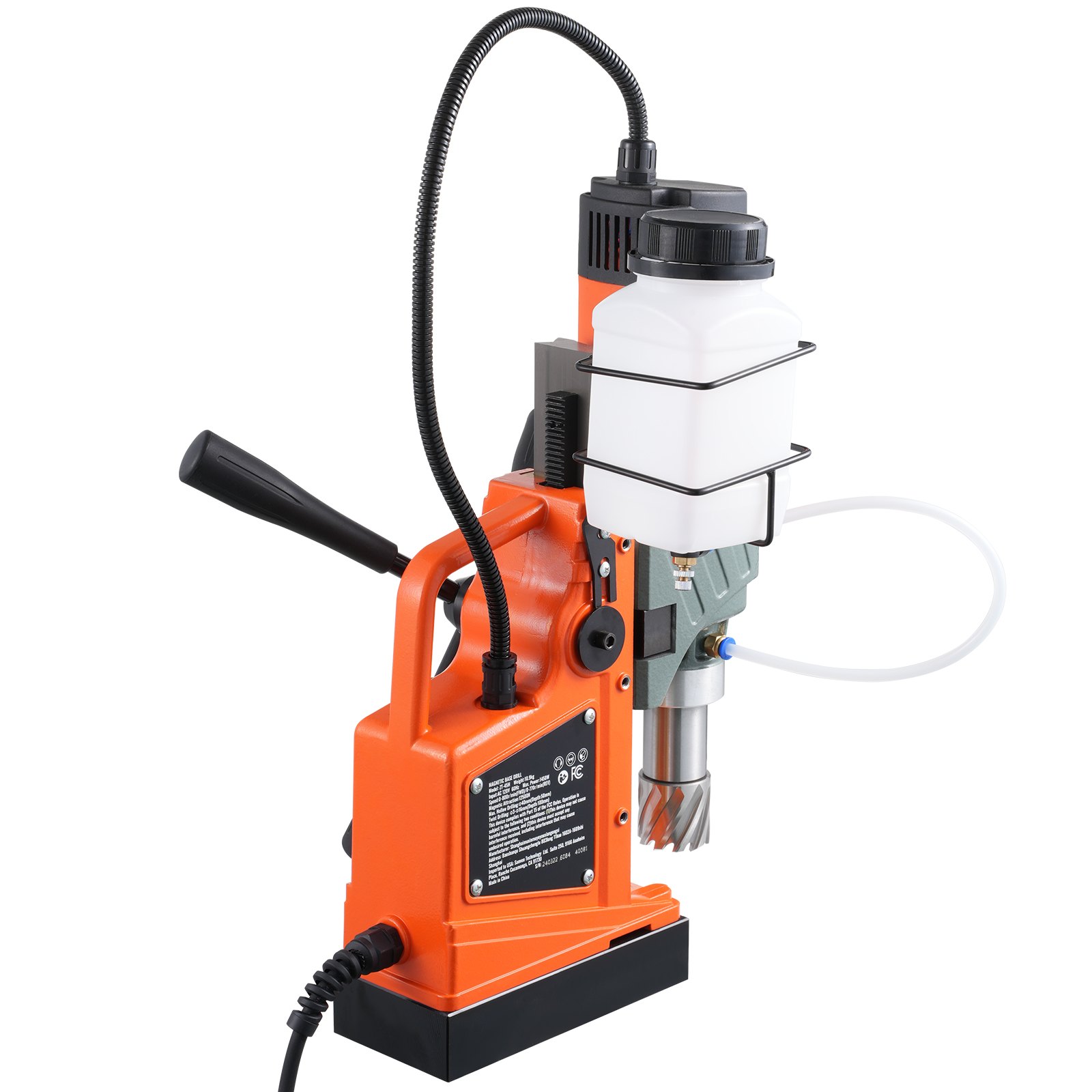 VEVOR Taladro magnético, 1450 W 1,57 pulgadas de diámetro de perforación, 12500 N 800 RPM Taladro eléctrico portátil, con velocidad variable, máquina perforadora para cualquier superficie de mejora del hogar industria ferroviaria