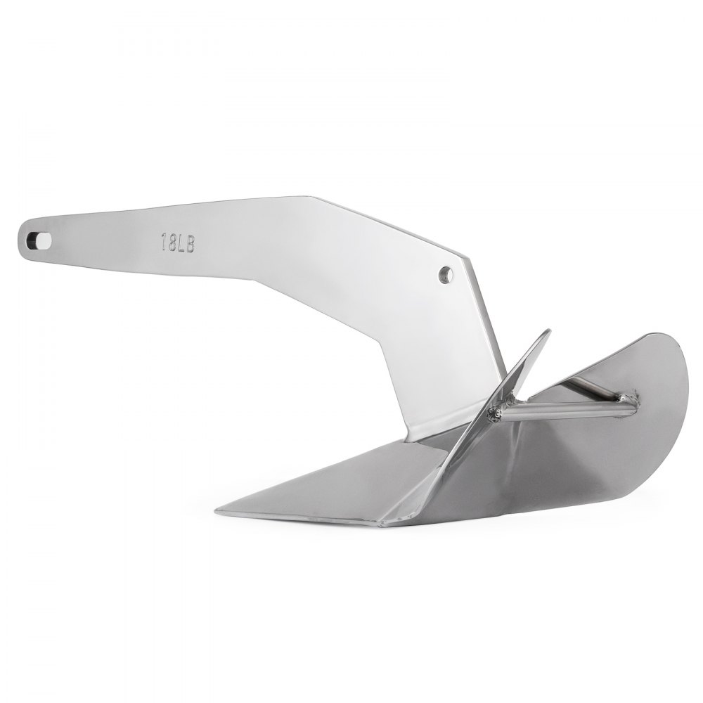 Ancla de barco estilo delta VEVOR, acero inoxidable, 18 lb, diseño elegante.