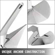 VEVOR Delta Style Boat Anchor Acero inoxidable Boat Anchor 22 LB Delta Style para barcos de 28-42 FT (22)