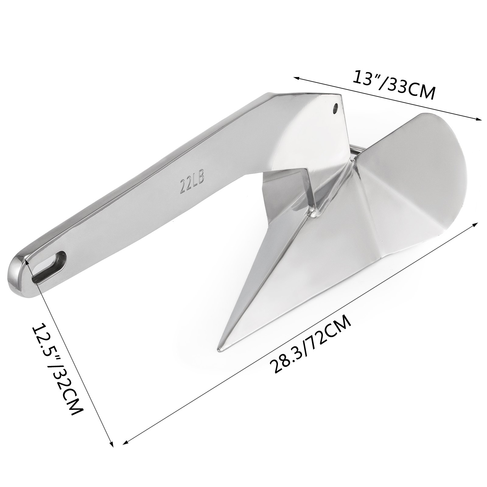 Anclaje para barco estilo delta VEVOR de 22 lb con dimensiones de 13&quot; x 12,5&quot; x 28,3&quot;.