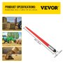 VEVOR Hay Spear 32" Bale Spear 1350 lbs Capacidad, Bale Spike Quick Attach Square Hay Bale Spears 1.4" Wide, Red Coated Bale Forks, Bale Hay Spike con tuerca hexagonal y manga para cubos Tractores Cargadores