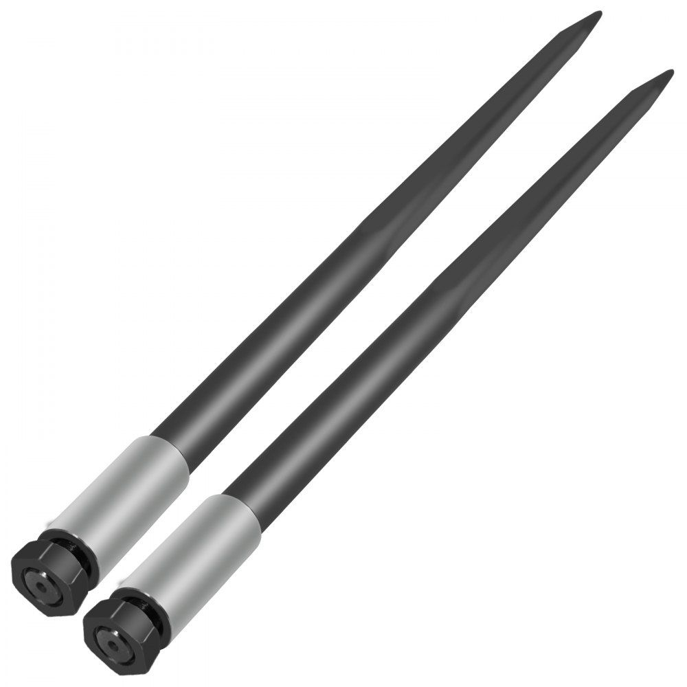 VEVOR Hay Spear Spears 49" Hay Bale Spear Spike, 4000 lbs Capacidad Quick Attach Square Hay Bale Spears, 2 Pics Black Bale Forks, Bale Hay Spike con tuerca hexagonal y manga para cubos Tractores Cargadores