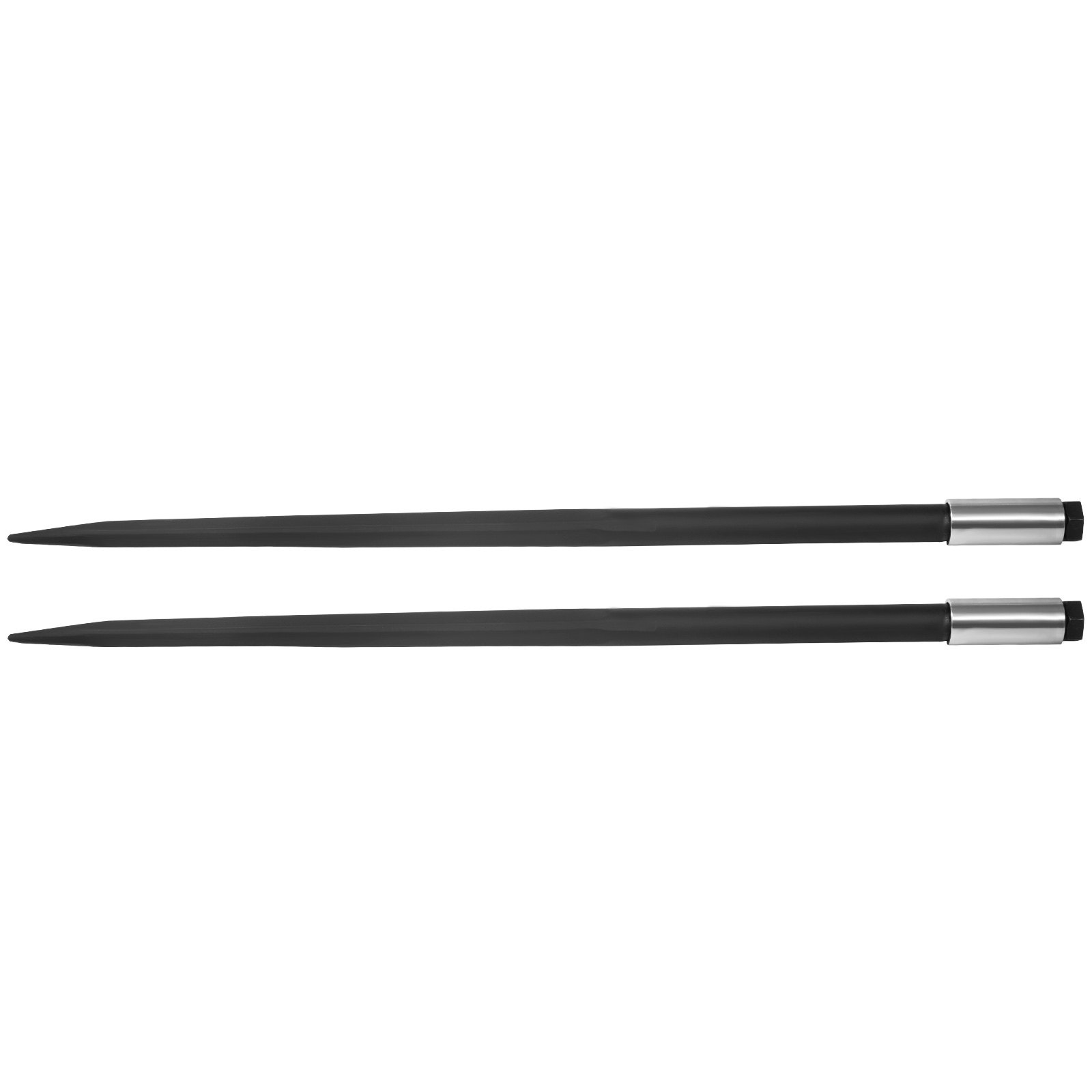 VEVOR Lanza de heno de 124 cm, punta para pacas de heno, capacidad de 1817 kg, conexión rápida, punta cuadrada para pacas de heno, 2 horquillas negras para pacas, punta para pacas de heno con tuerca hexagonal y manguito para cucharones, tractores y cargadoras.
