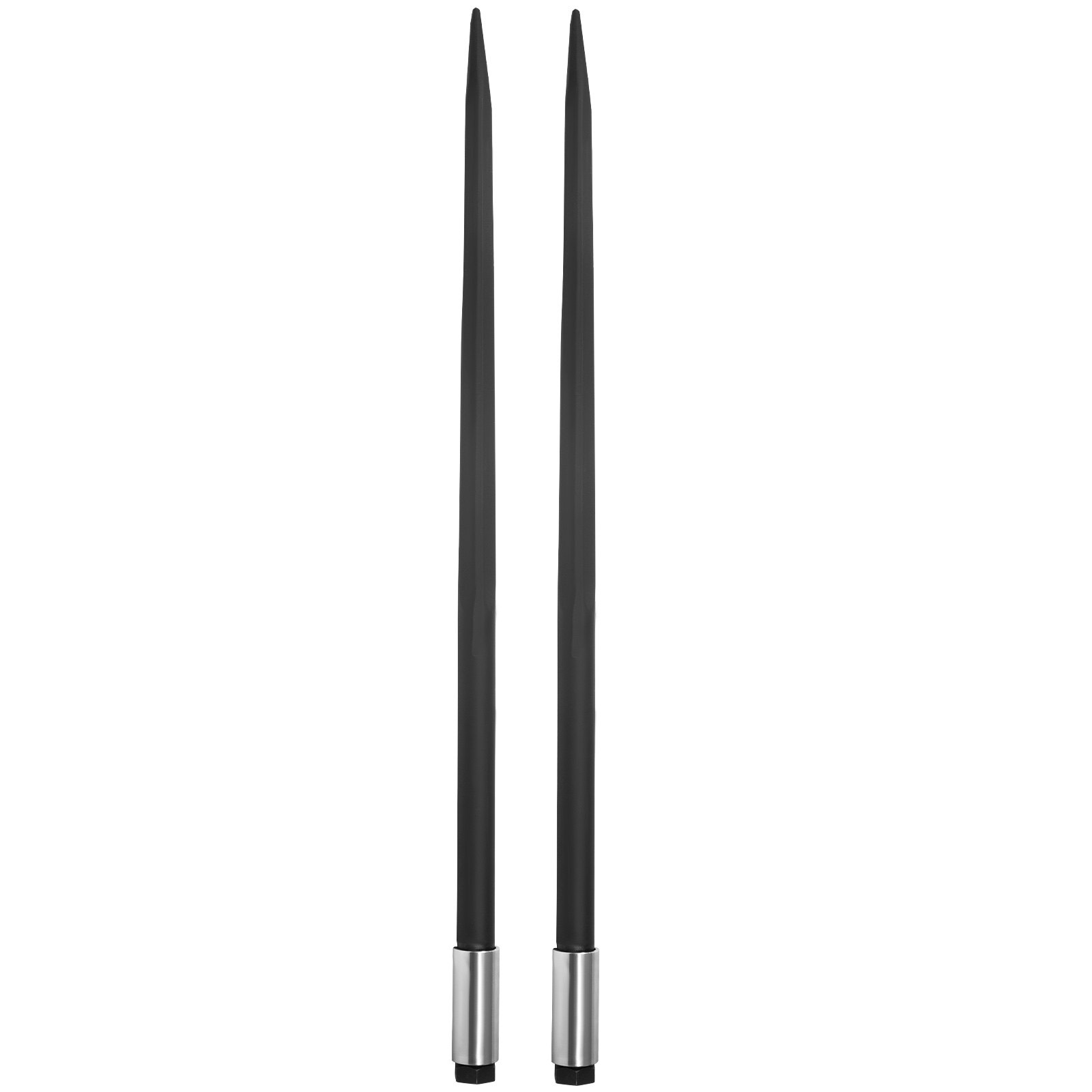 VEVOR Lanza de heno de 124 cm, punta para pacas de heno, capacidad de 1817 kg, conexión rápida, punta cuadrada para pacas de heno, 2 horquillas negras para pacas, punta para pacas de heno con tuerca hexagonal y manguito para cucharones, tractores y cargadoras.