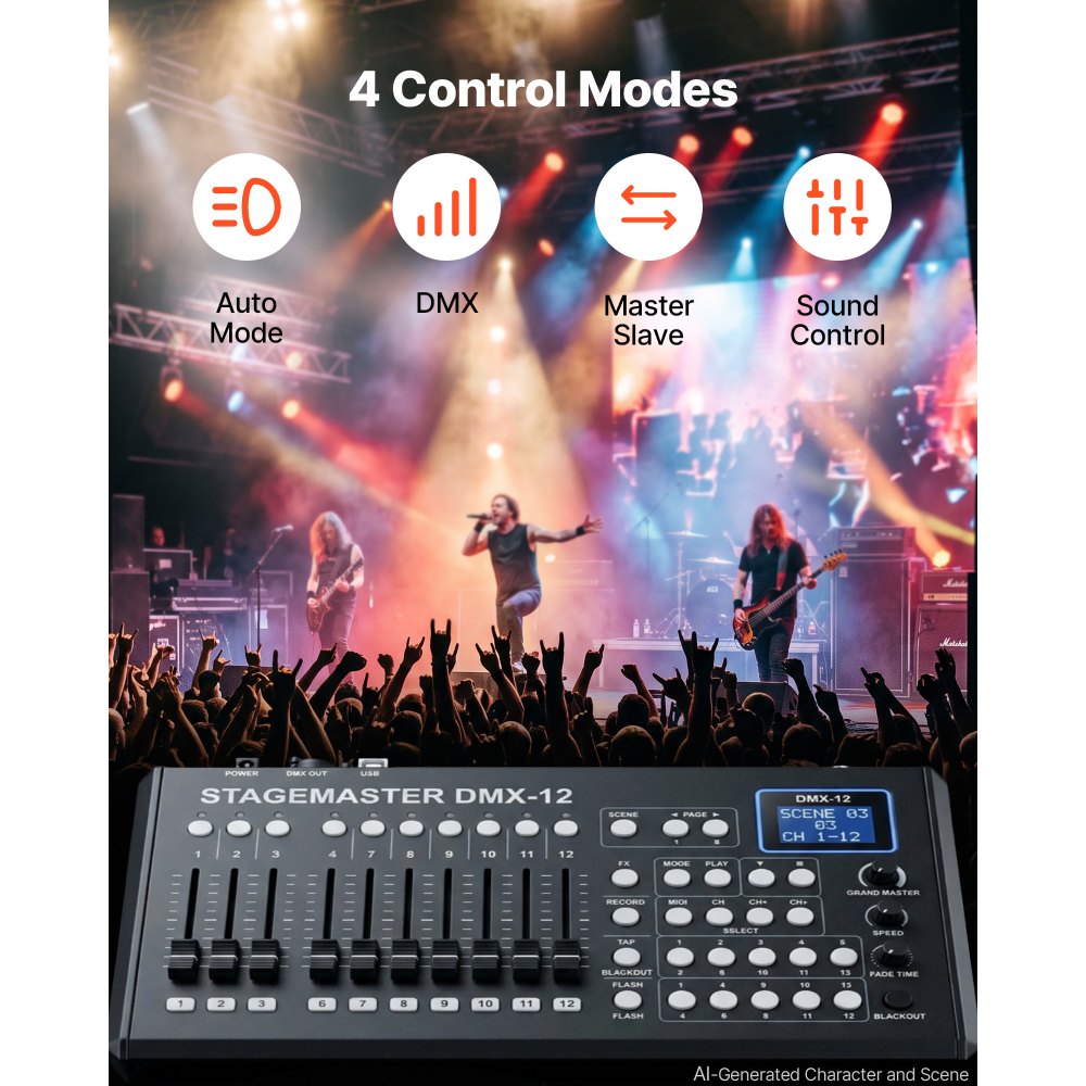 Foco de escenario VEVOR con viseras, 200 W, luz PAR COB 6 en 1 RGBWA-UV, foco para eventos, bodas, iglesias, teatros, bares, conciertos, control automático/DMX/maestro-esclavo/sonido, cable de señal y cable de alimentación.