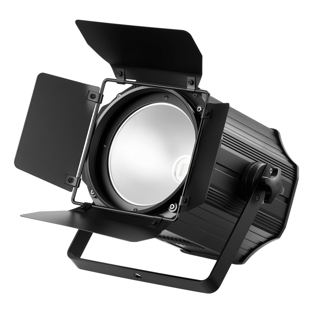 Foco de escenario VEVOR con viseras, 200 W, luz PAR COB 6 en 1 RGBWA-UV, foco para eventos, bodas, iglesias, teatros, bares, conciertos, control automático/DMX/maestro-esclavo/sonido, cable de señal y cable de alimentación.