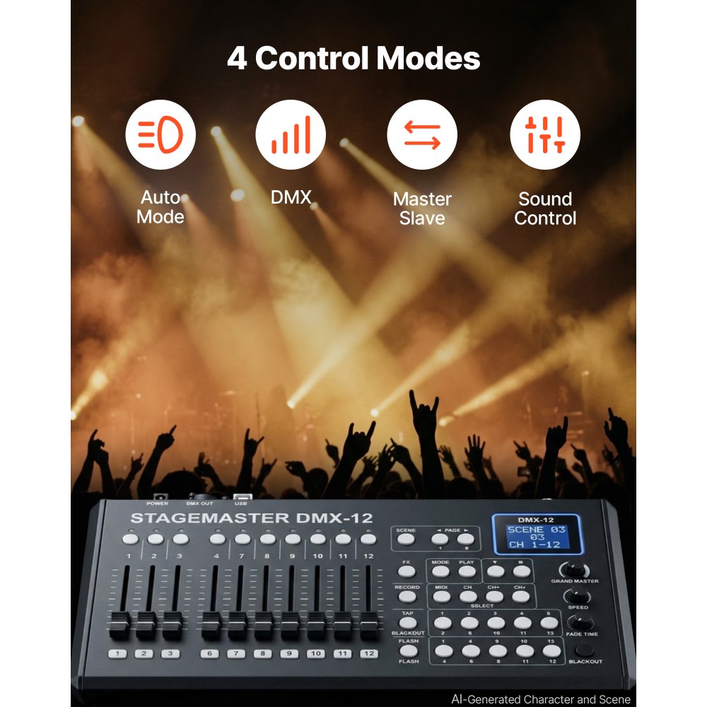 Foco de escenario VEVOR con viseras, luz PAR COB de 200 W, luz blanca fría y cálida, foco para eventos, bodas, iglesias, teatros, bares, control automático/DMX/maestro-esclavo/sonido, cable de señal y cable de alimentación incluidos.