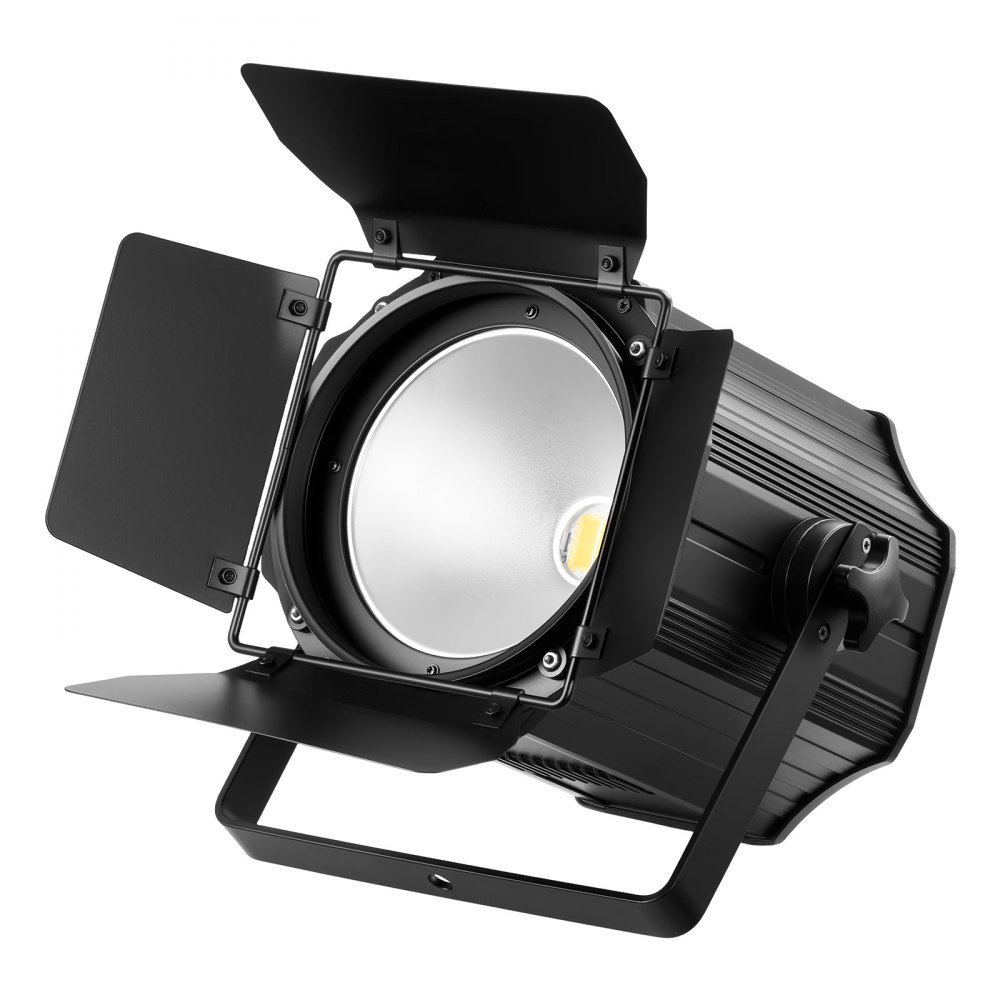 Foco de escenario VEVOR con viseras, luz PAR COB de 200 W, luz blanca fría y cálida, foco para eventos, bodas, iglesias, teatros, bares, control automático/DMX/maestro-esclavo/sonido, cable de señal y cable de alimentación incluidos.
