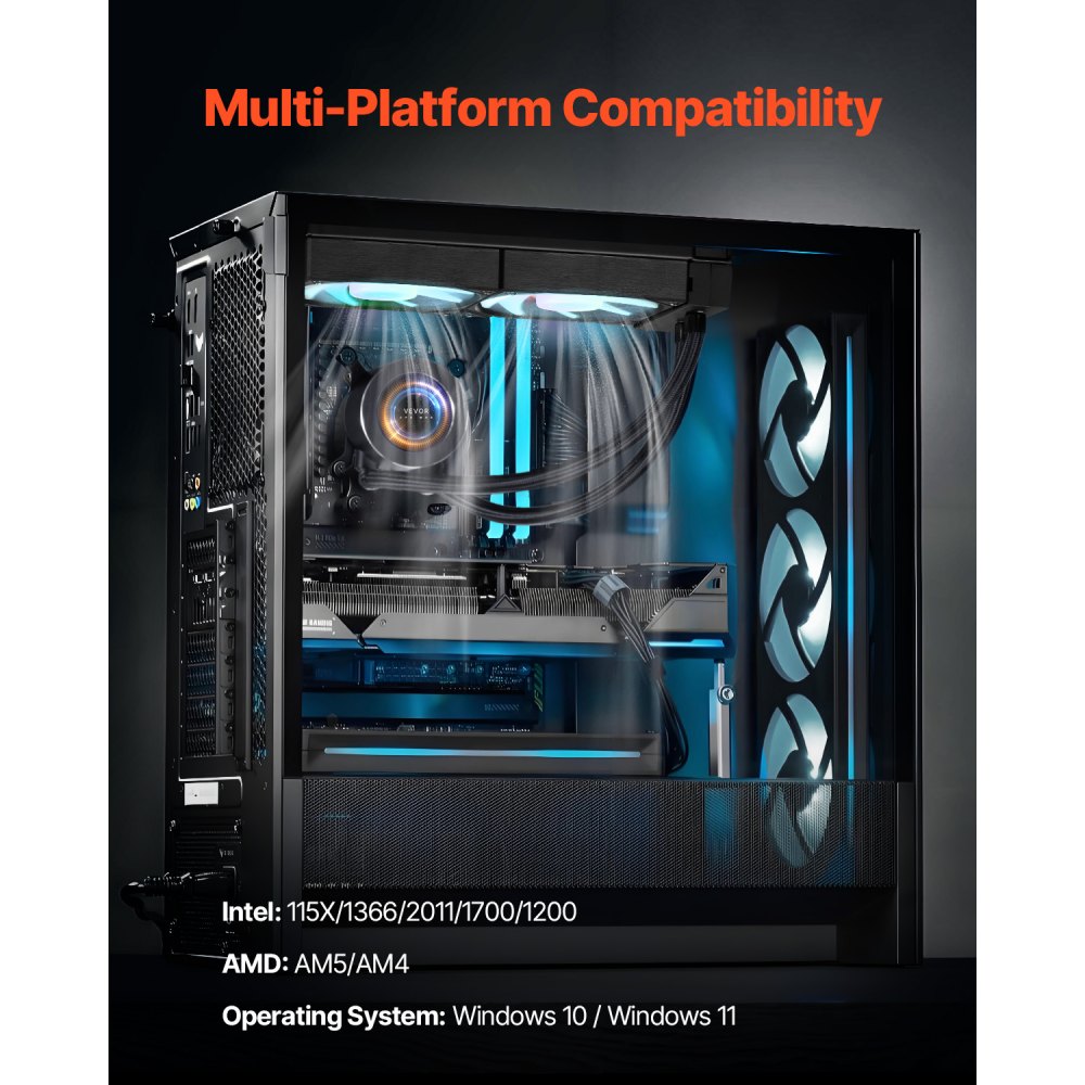 Enfriador líquido para CPU AIO con luz ARGB y 3 ventiladores PWN (120 mm)
