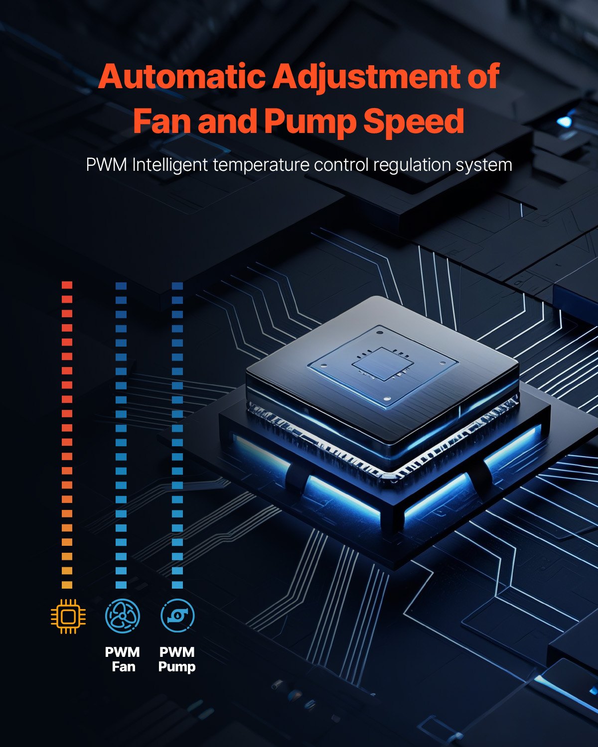 Enfriador líquido para CPU AIO con luz ARGB y 3 ventiladores PWN (120 mm)