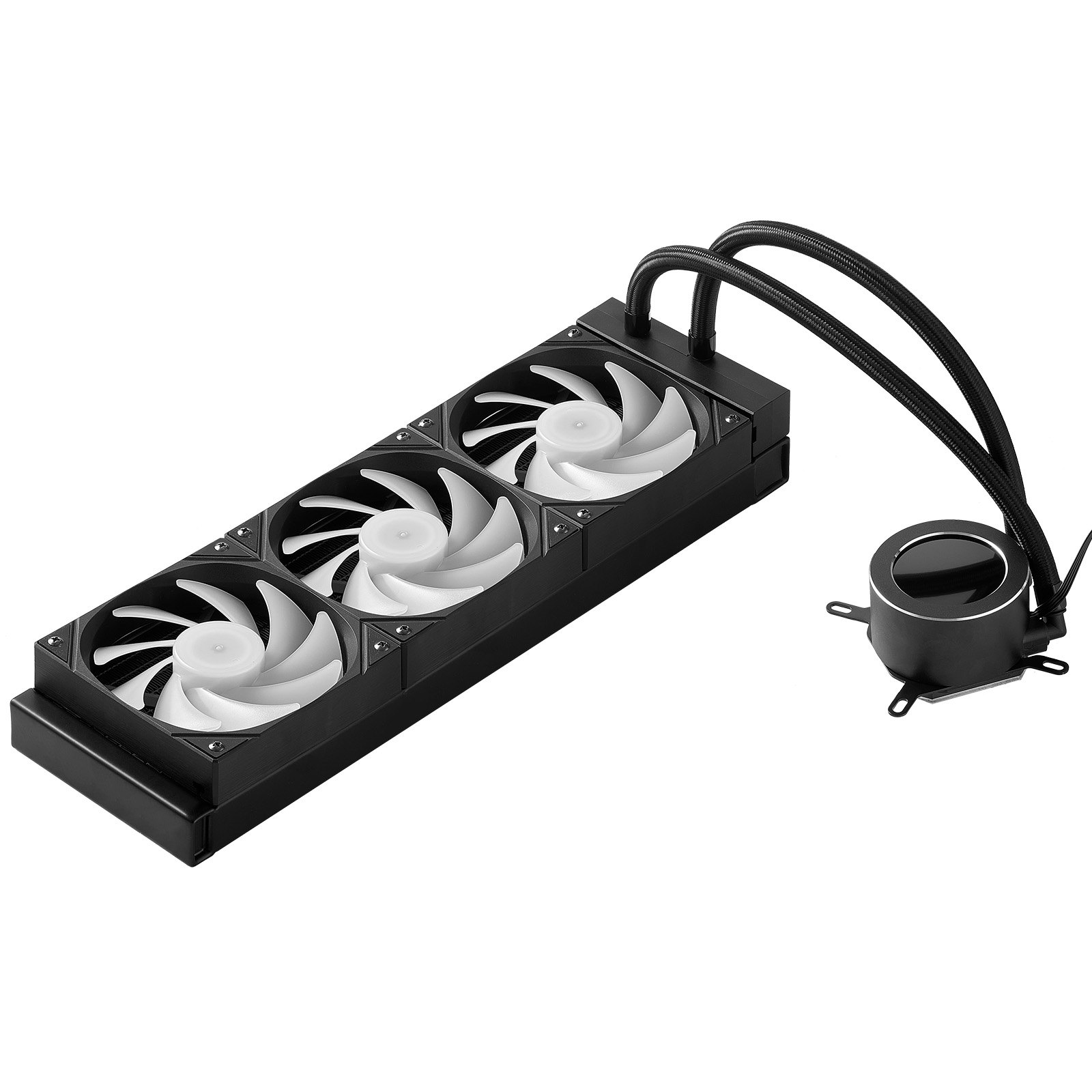 Enfriador líquido para CPU AIO con luz ARGB y 3 ventiladores PWN (120 mm)