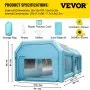 Cabina de pintura inflable portátil VEVOR de 7,9 x 4,5 x 3 m, cabina de pintura inflable, carpa para pintar automóviles con sistema de filtro de aire y 2 sopladores, carpa mejorada para cabina de pintura inflable, estación de trabajo para pintar automóviles, estacionamiento.