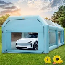 Cabina de pintura inflable portátil VEVOR, cabina de pintura inflable de 26 x 15 x 10 pies, tienda de campaña de pintura para coche con sistema de filtro de aire y 2 sopladores, tienda de campaña de cabina de pintura mejorada, estación de trabajo de pintura automática, garaje de aparcamiento