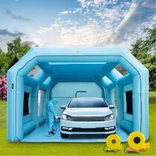 Cabina de pintura inflable portátil VEVOR, cabina de pintura inflable de 26 x 15 x 10 pies, tienda de campaña de pintura para coche con sistema de filtro de aire y 2 sopladores, tienda de campaña de cabina de pintura mejorada, estación de trabajo de pintura automática, garaje de aparcamiento