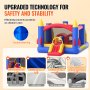 Castillo hinchable VEVOR con red de seguridad, tejido 840d, forro 190t y parches de reparación autoadhesivos.