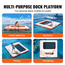 VEVOR Muelle flotante inflable, plataforma de muelle inflable de 10 x 10 pies con piscina de malla de trampolín de 4 x 7 pies, plataforma flotante antideslizante con bolsa portátil y escalera desmontable para relajación en la playa