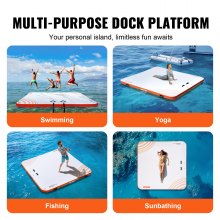 Muelle flotante inflable VEVOR, plataforma de muelle inflable de 10 x 10 pies, alfombrilla flotante antideslizante para agua con bolsa de transporte portátil y escalera desmontable, plataforma flotante tipo isla para piscina, playa y océano