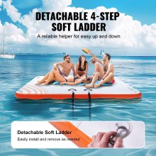 VEVOR Muelle flotante inflable, plataforma de muelle inflable de 7 x 7 pies, alfombrilla flotante antideslizante para agua con bolsa de transporte portátil y escalera desmontable, plataforma flotante tipo isla para piscina, playa y océano