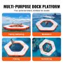 Muelle flotante inflable VEVOR de 8.5 pies de diámetro con trampolín de malla de 5 pies de diámetro, plataforma flotante antideslizante, colchón de agua con bolsa portátil y escalera desmontable para relajarse en la piscina y la playa.