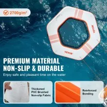 Muelle flotante inflable VEVOR, plataforma de muelle inflable de 8,5 pies de diámetro con piscina de malla de trampolín de 5 pies de diámetro, plataforma flotante antideslizante, colchoneta de agua con bolsa portátil y escalera desmontable para relajarse en la piscina y la playa