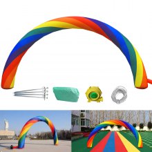 Arco de arco iris inflable VEVOR de 26 pies x 10 pies con soplador de 110 W para publicidad, fiesta, celebración, jardín