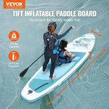 VEVOR Tabla de remo inflable de pie, tabla de remo SUP de 11' x 33" x 6" de ancho, con accesorios para tabla, bomba, remo, aleta, bolsa para teléfono, mochila, correa para el tobillo, kit de reparación, cubierta antideslizante para jóvenes y adultos