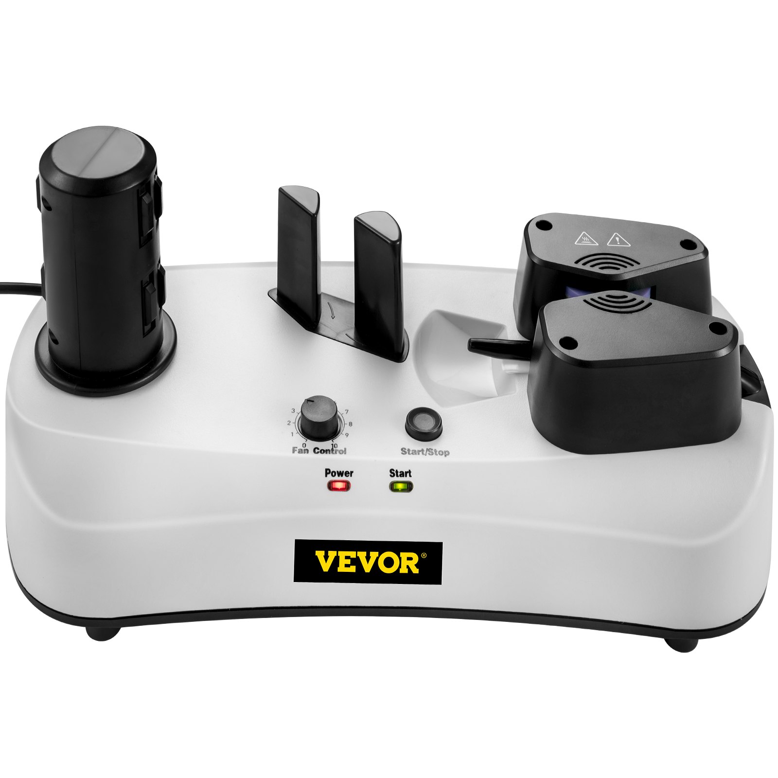 Máquina de colchón de aire VEVOR con perillas de control e indicadores led de arranque y potencia.