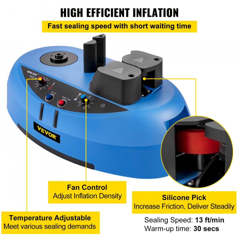 Máquina de cojines de aire VEVOR, rollo de película de prueba de 50 m (164 pies), 110 V, velocidad de sellado de 4 m/min (13 pies/min), inflable portátil para embalaje y envío.