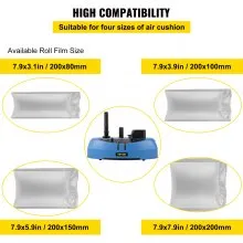 Máquina de colchón de aire VEVOR, rollo de película de prueba de 164 pies/50 m, fabricante de colchón de aire de 110 V con velocidad de sellado de 4 m/min (13 pies/min), inflable portátil utilizado para embalaje y envío