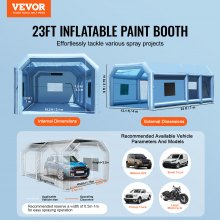 Cabina de pintura inflable VEVOR, 23 x 13,1 x 9 pies, cabina de pintura inflable, con potentes sopladores de 750 W + 480 W y sistema de filtro de aire, cabina de pintura portátil para motocicletas grandes, camionetas pequeñas y SUV de tamaño mediano