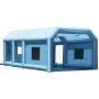 Cabina de pintura inflable portátil VEVOR, dimensiones 32,8 x 21 x 14,8 pies, con ventiladores de aire robustos de 1100 W + 750 W y sistema de purificación de aire, ideal para camiones, furgonetas y equipos pesados de gran tamaño.