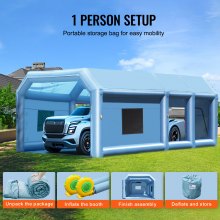 Cabina de pintura inflable VEVOR, 29,5 x 15,7 x 11,8 pies, cabina de pintura inflable, con potentes sopladores de 950 W + 750 W y sistema de filtro de aire, cabina de pintura portátil para camiones grandes, furgonetas grandes, maquinaria grande