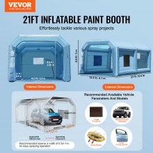 Cabina de pintura inflable VEVOR, 21 x 13,5 x 9,8 pies, cabina de pintura inflable, con potente soplador de 1100 W y sistema de filtro de aire, pintura de muebles grandes, cabina de pintura portátil para vehículos de tamaño mediano