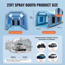VEVOR Cabina de pintura inflable de 23 x 13 x 8.5 pies, cabina de pintura inflable, sopladores de alta potencia de 480 W + 750 W, tienda de campaña, sistema de filtro de aire para tienda de campaña, e