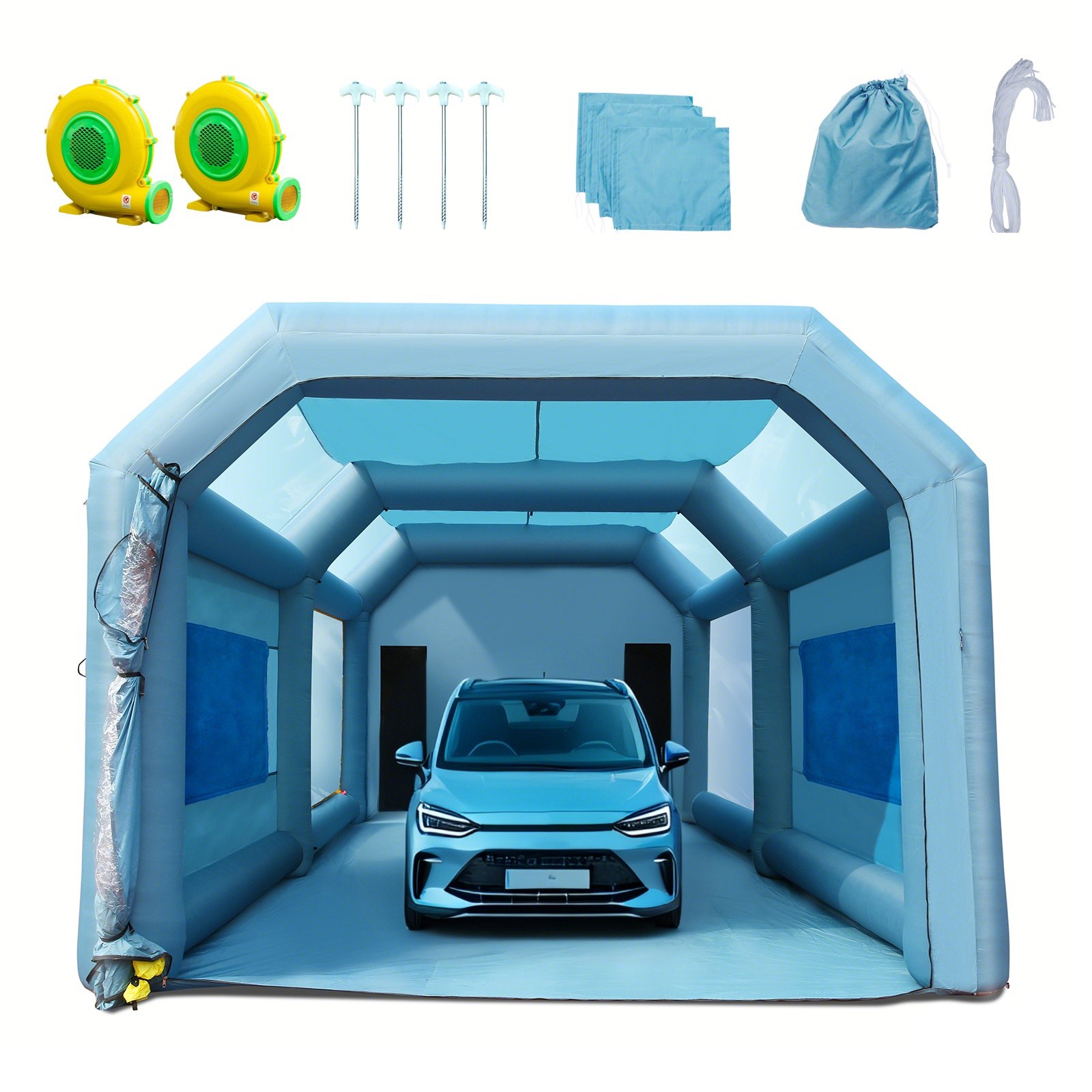 VEVOR Cabina de pintura inflable de 23 x 13 x 8.5 pies, cabina de pintura inflable, sopladores de alta potencia de 480 W + 750 W, tienda de campaña, sistema de filtro de aire para tienda de campaña, e