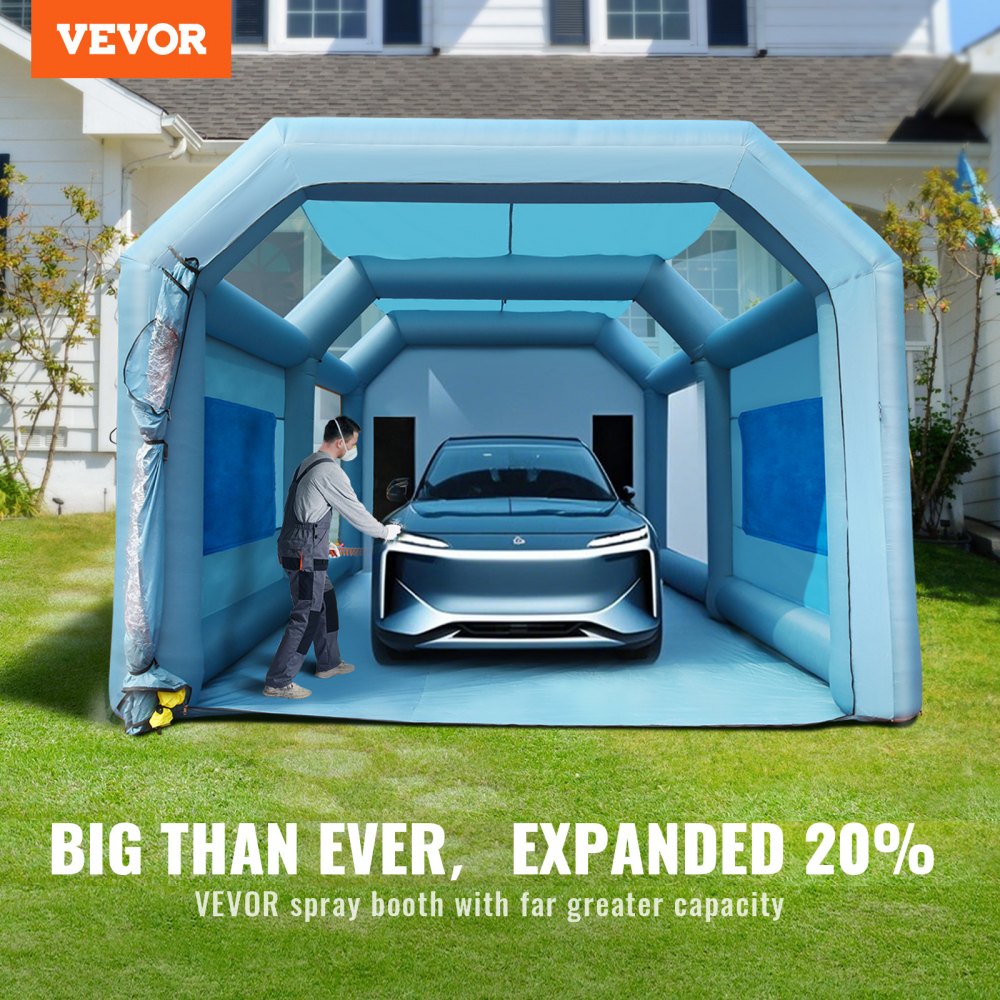 Cabina de pintura inflable VEVOR de 7,9 x 4,5 x 3,3 m, cabina de pintura inflable, sopladores de alta potencia de 750 W + 950 W, sistema de filtro de aire para coche, estacionamiento, estación de trabajo, garaje de motocicletas