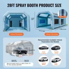 VEVOR Cabina de Pintura Inflable, Cabina de Pintura Inflable de 28x16x11 Pies, Alta Potencia 750W+950W Sopladores Tienda de Cabina de Pintura, Sistema de Filtro de Aire para Carpa de Pintura para Autos
