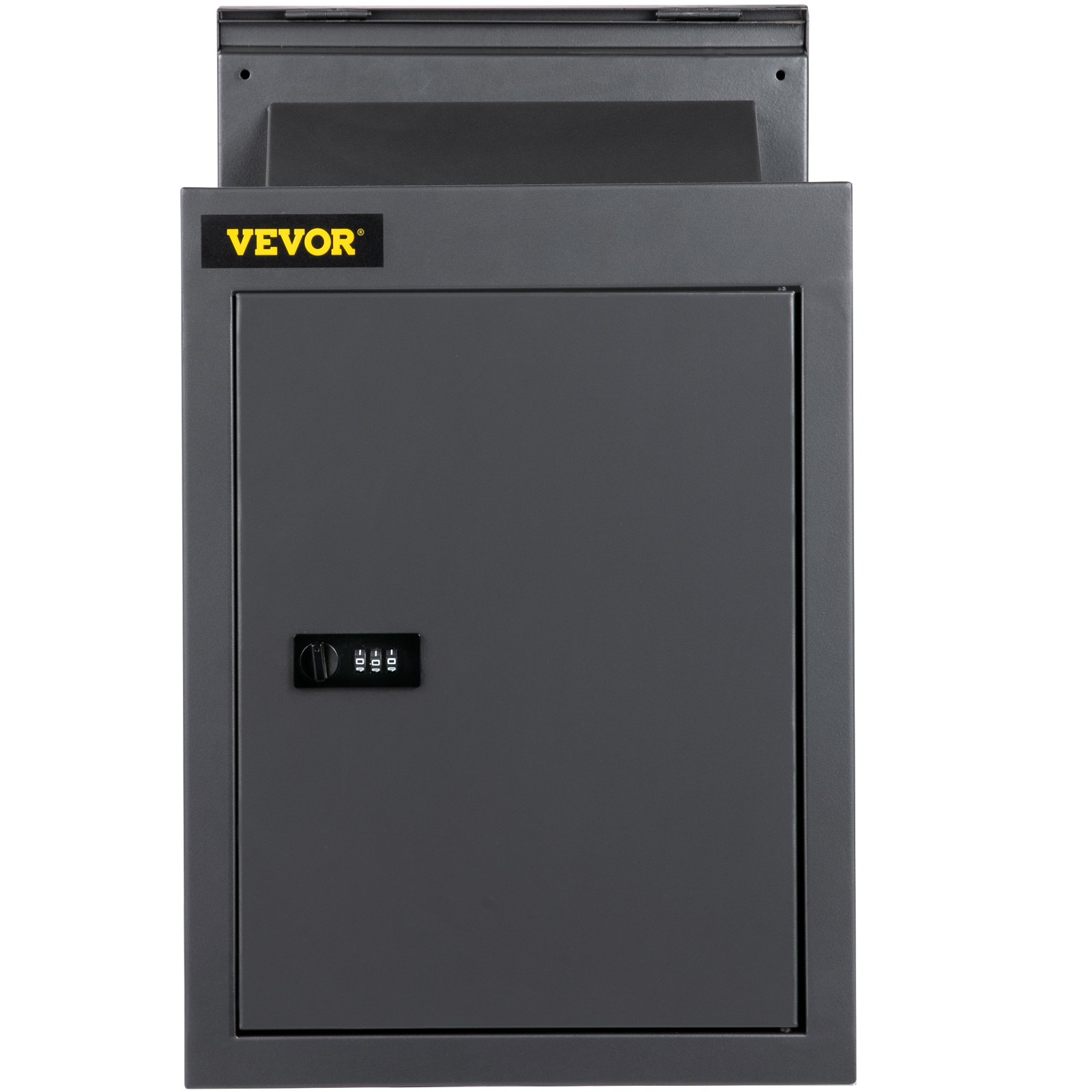 Buzón VEVOR negro con cerradura de combinación y ranura para correo en la parte superior.