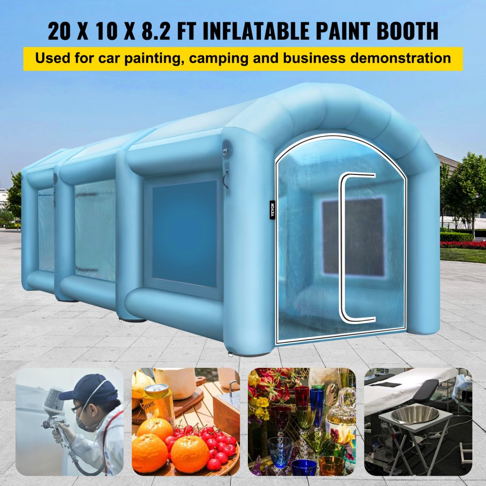 Cabina de pintura inflable VEVOR, cabina de pintura en aerosol de 20 x 10 x 8 pies, sopladores de alta potencia de 750 W + 350 W, cabina de pintura inflable con sistema de filtro de aire, cabina de pintura portátil para coche para estación de trabajo de tienda de estacionamiento de coche