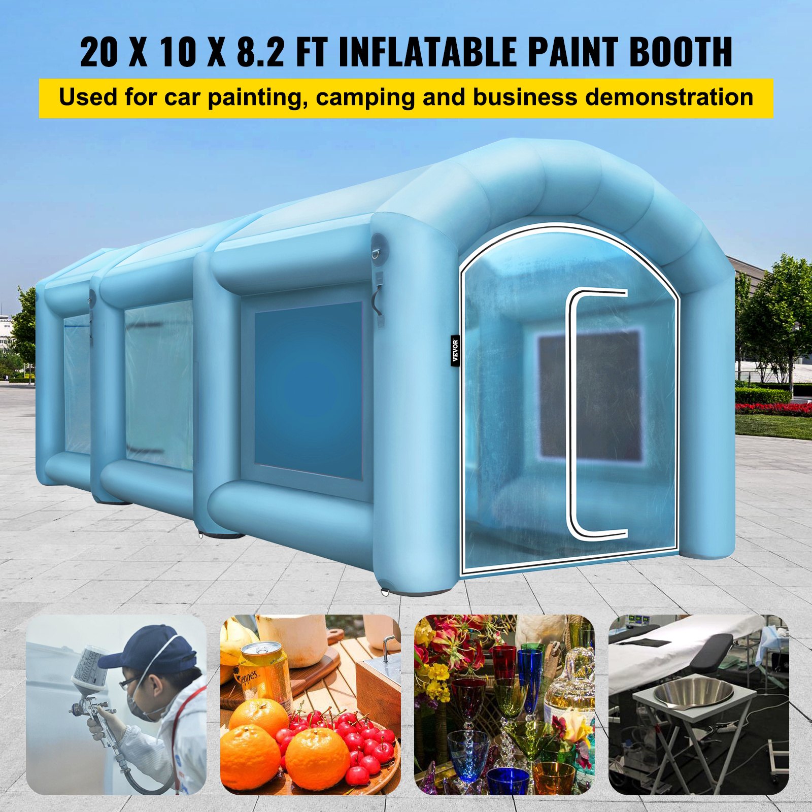 Cabina de pintura inflable VEVOR, cabina de pintura en aerosol de 20 x 10 x 8 pies, sopladores de alta potencia de 750 W + 350 W, cabina de pintura inflable con sistema de filtro de aire, cabina de pintura portátil para coche para estación de trabajo de tienda de estacionamiento de coche