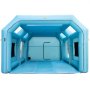 Cabina de pintura inflable azul VEVOR con lados transparentes y un interior espacioso.