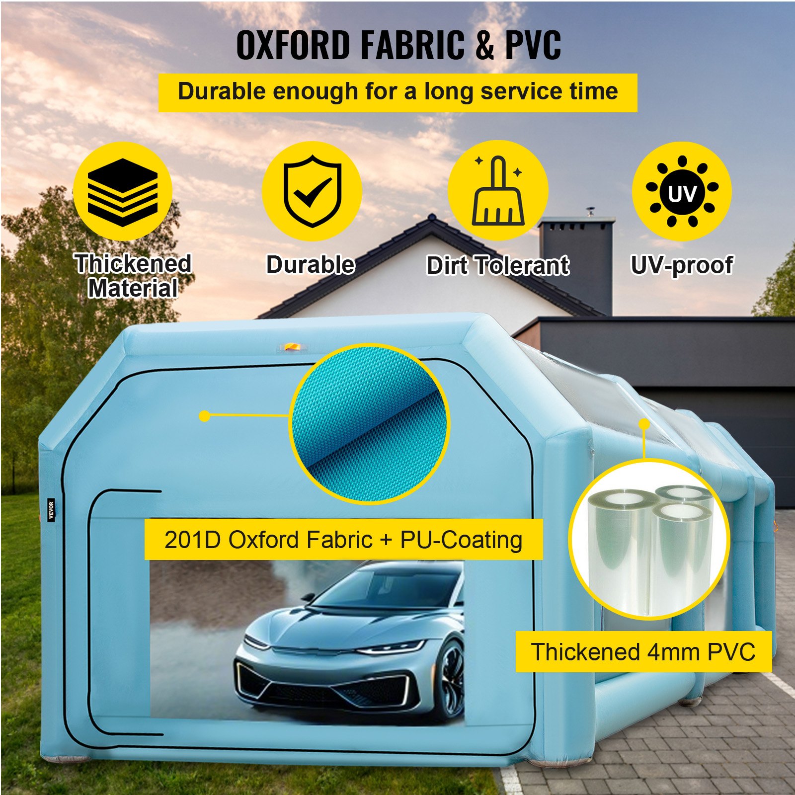 VEVOR Cabina de pintura inflable portátil, cabina de pintura inflable de 28 x 15 x 10 pies, tienda de campaña de pintura para coche con sistema de filtro de aire y 2 sopladores, tienda de campaña mejorada para cabina de pintura, estación de trabajo de pintura automática, garaje de estacionamiento
