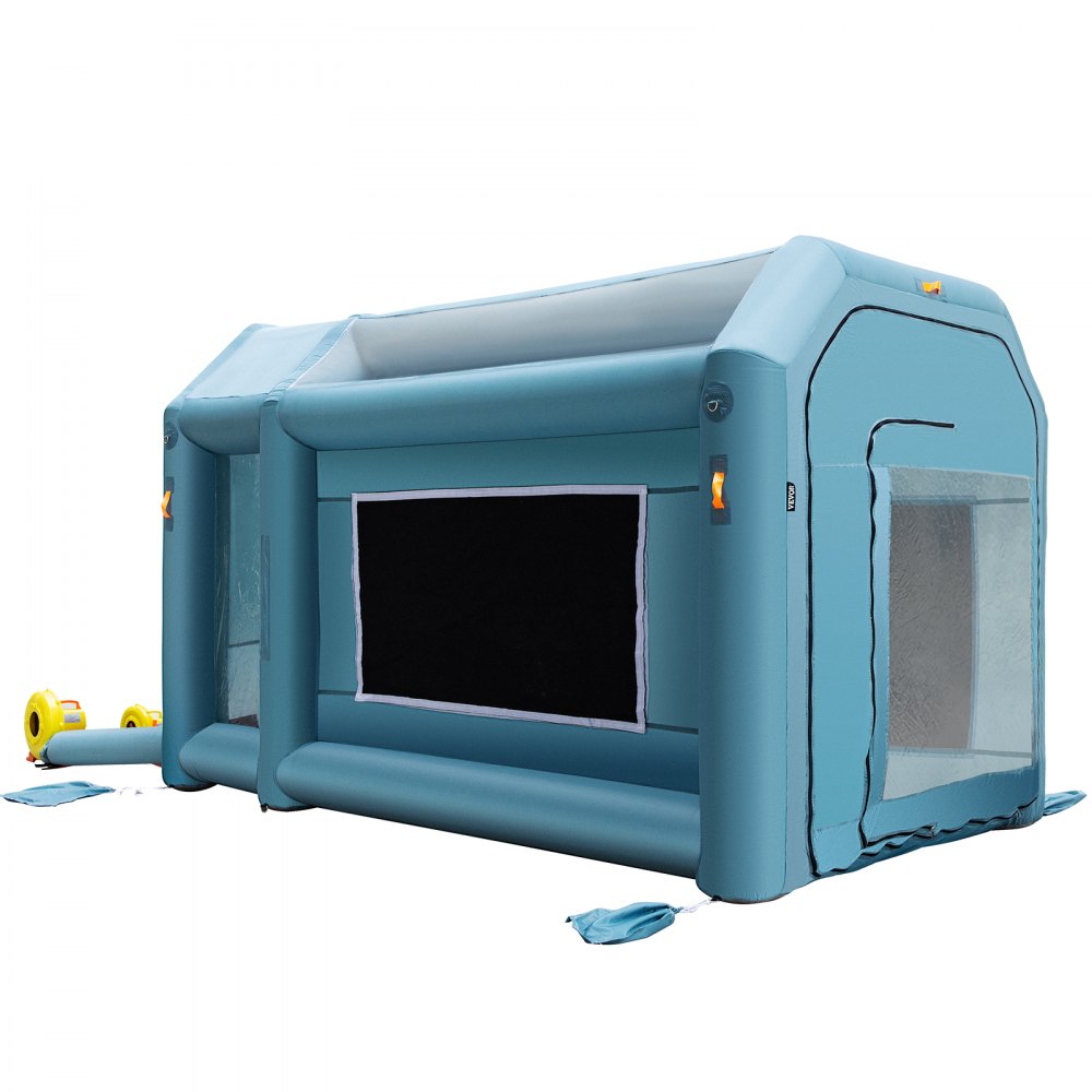 VEVOR Cabina de pintura inflable portátil, cabina de pintura inflable de 13 x 8 x 8 pies, tienda de campaña de pintura para coche con sistema de filtro de aire y 2 sopladores, tienda de campaña de cabina de pintura mejorada, estación de trabajo de pintura automática para motocicleta Gara