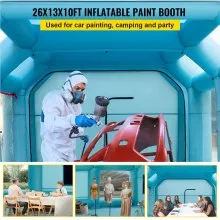 Cabina de pintura inflable portátil VEVOR, cabina de pintura inflable de 26 x 13 x 10 pies, tienda de campaña de pintura para coche con sistema de filtro de aire y 2 sopladores, tienda de campaña de cabina de pintura mejorada, estación de trabajo de pintura automática, garaje de aparcamiento