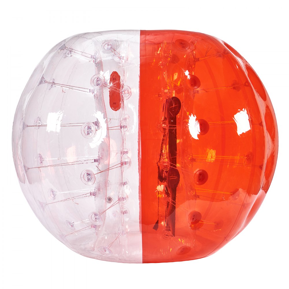 Pelota de choque inflable VEVOR transparente y roja con asas y correas para los hombros.