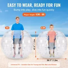 VEVOR Bola de parachoques inflable, paquete de 1, bolas de sumo Zorb de cuerpo de 5 pies/1,5 m para adolescentes y adultos, bolas de burbujas de hámster humano de PVC de 0,8 mm de grosor para juegos en equipo al aire libre, juguetes de parachoques para jardín, patio, parque