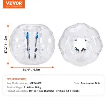 VEVOR Bola de parachoques inflable, paquete de 1, bolas de sumo Zorb de cuerpo de 5 pies/1,5 m para adolescentes y adultos, bolas de burbujas de hámster humano de PVC de 0,8 mm de grosor para juegos en equipo al aire libre, juguetes de parachoques para jardín, patio, parque