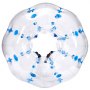 Pelota de parachoques inflable VEVOR transparente con asas azules y correas interiores para mayor seguridad.